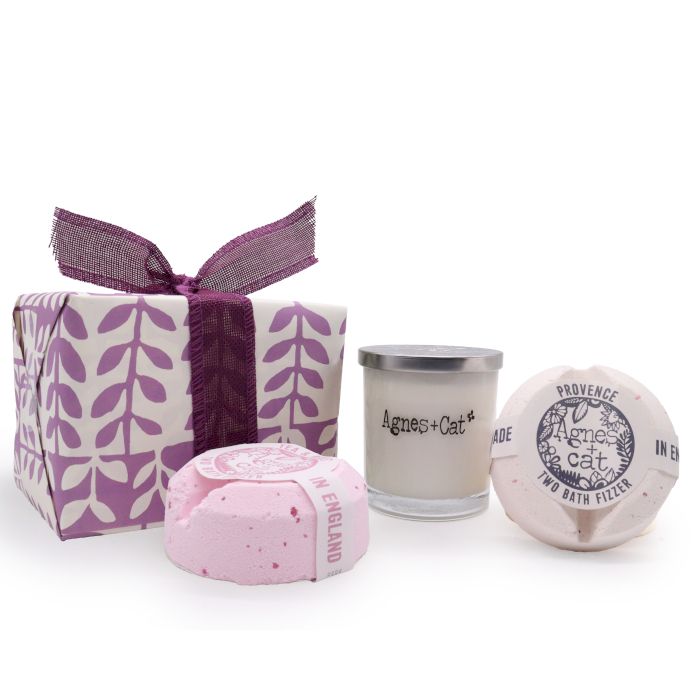 Set de Presente: Bombas de banho de Provença & chá e rosas + Vela de Pedra Lunar