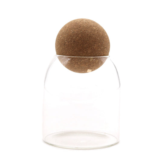 Frasco de Vidro Cottage com Bola de Rolha - Transparente - 10 cm
