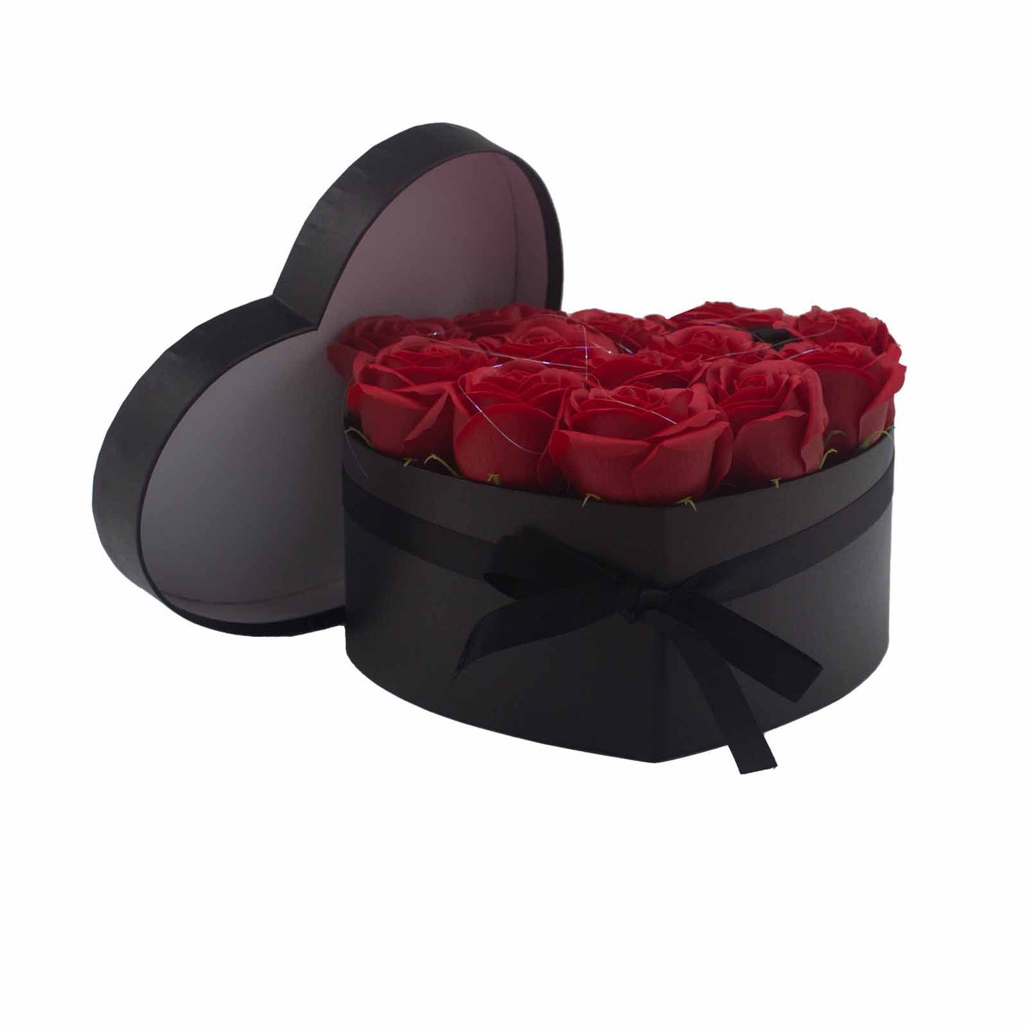 Caixa de Presente - Flores de Sabão 13 Rosas Vermelhas - Coração