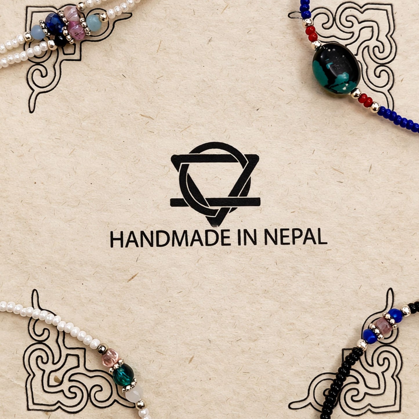 Colar de Contas de Howlita Nepalesa e Turquesa (42 cm)