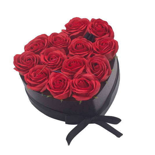 Caixa de Presente - Flores de Sabão 13 Rosas Vermelhas - Coração