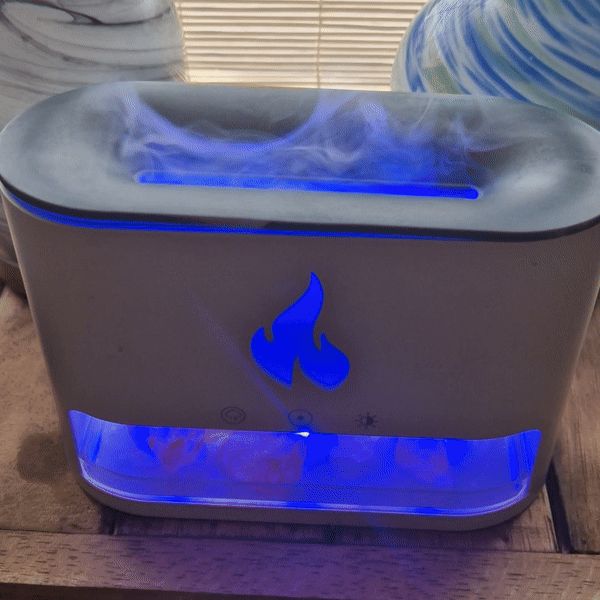Difusor de Aroma Blaze - Câmara de Sal dos Himalaias - USB-C - Efeito Chama (Sal incluído)