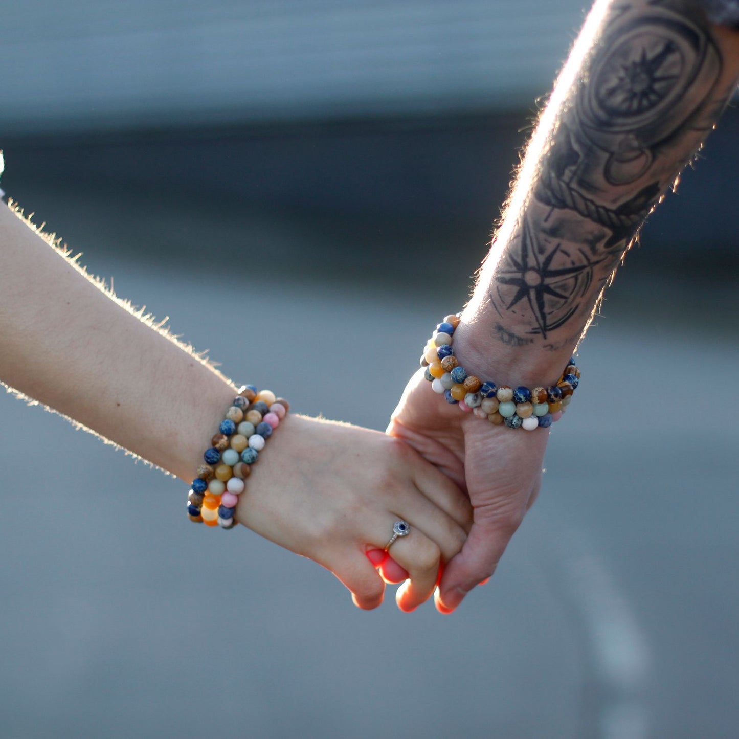 2 Pulseiras com Pedras Preciosas - Arco-íris