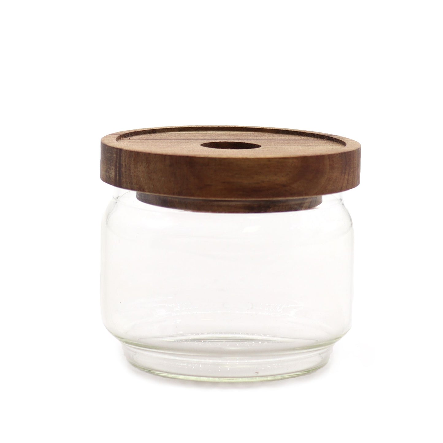 Frasco de Vidro Cottage com Tampa de Bambu - 7 cm