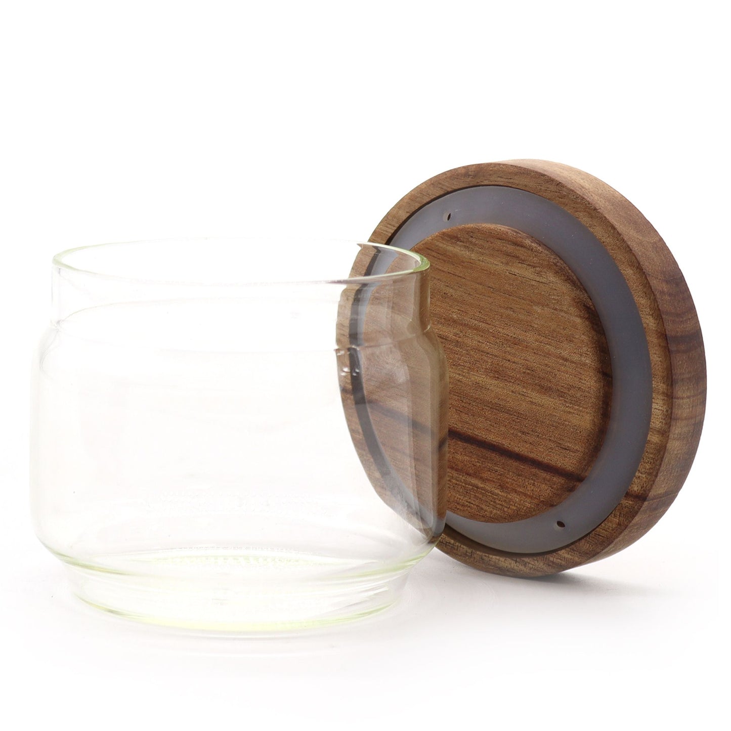 Frasco de Vidro Cottage com Tampa de Bambu - 7 cm