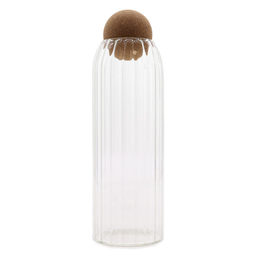 Frasco de Vidro Cottage com Bola de Rolha - Canelado - 25 cm