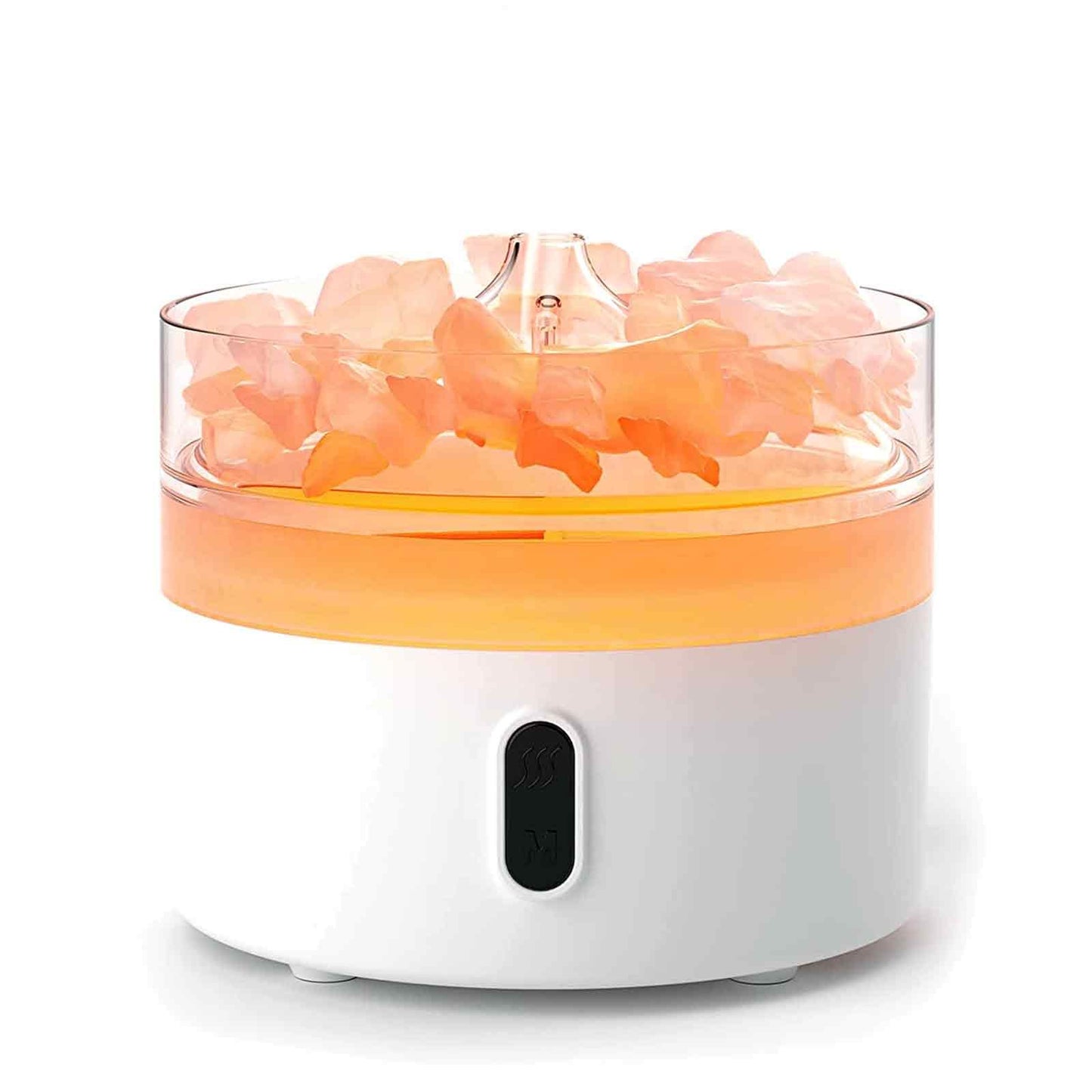 Difusor de Aroma de Sal dos Himalaias - Luz Noturna - USB-C - Efeito Chama (Sal incluído)