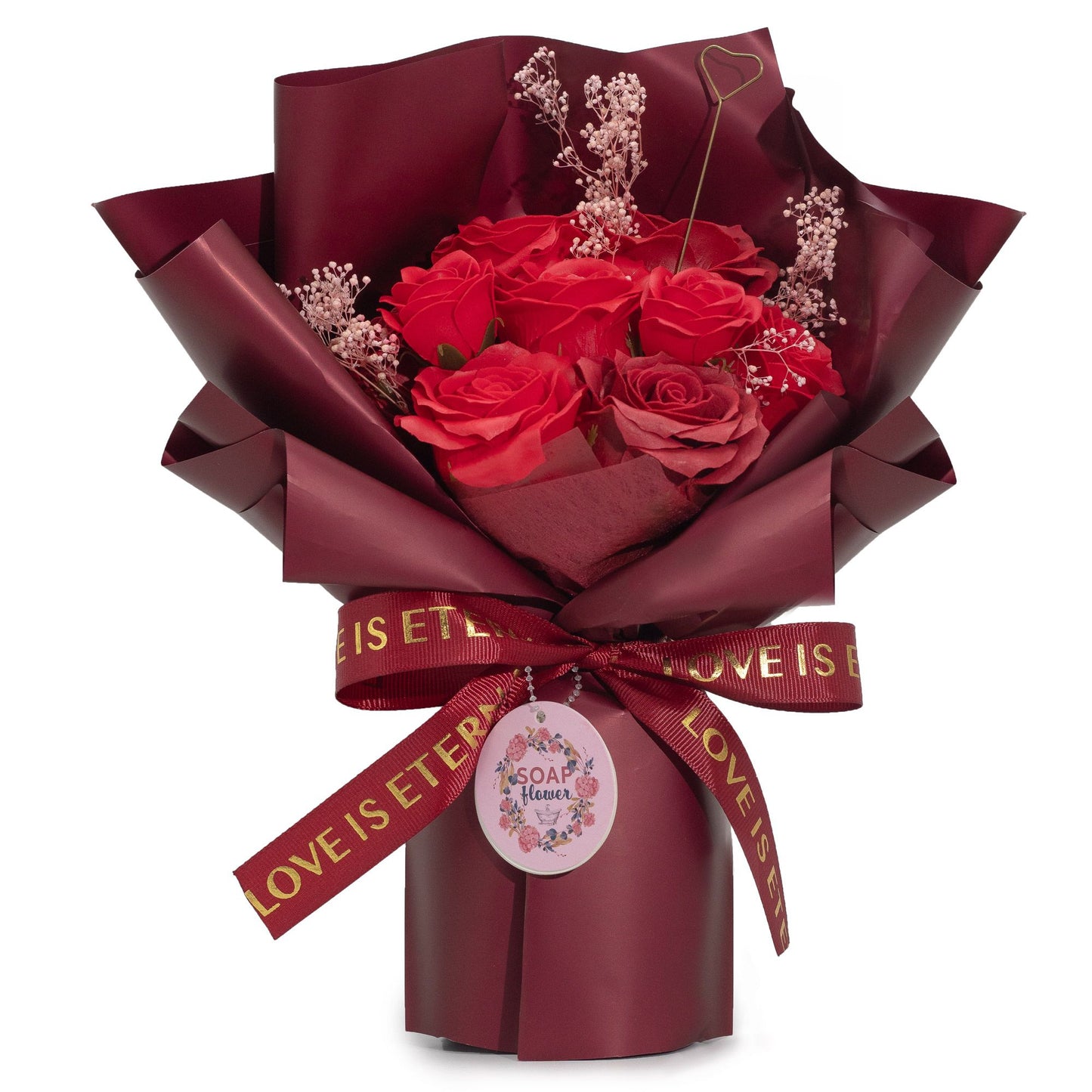 Bouquet Grande de Rosas Vermelhas - O Amor é Eterno - Cartão de Oferta