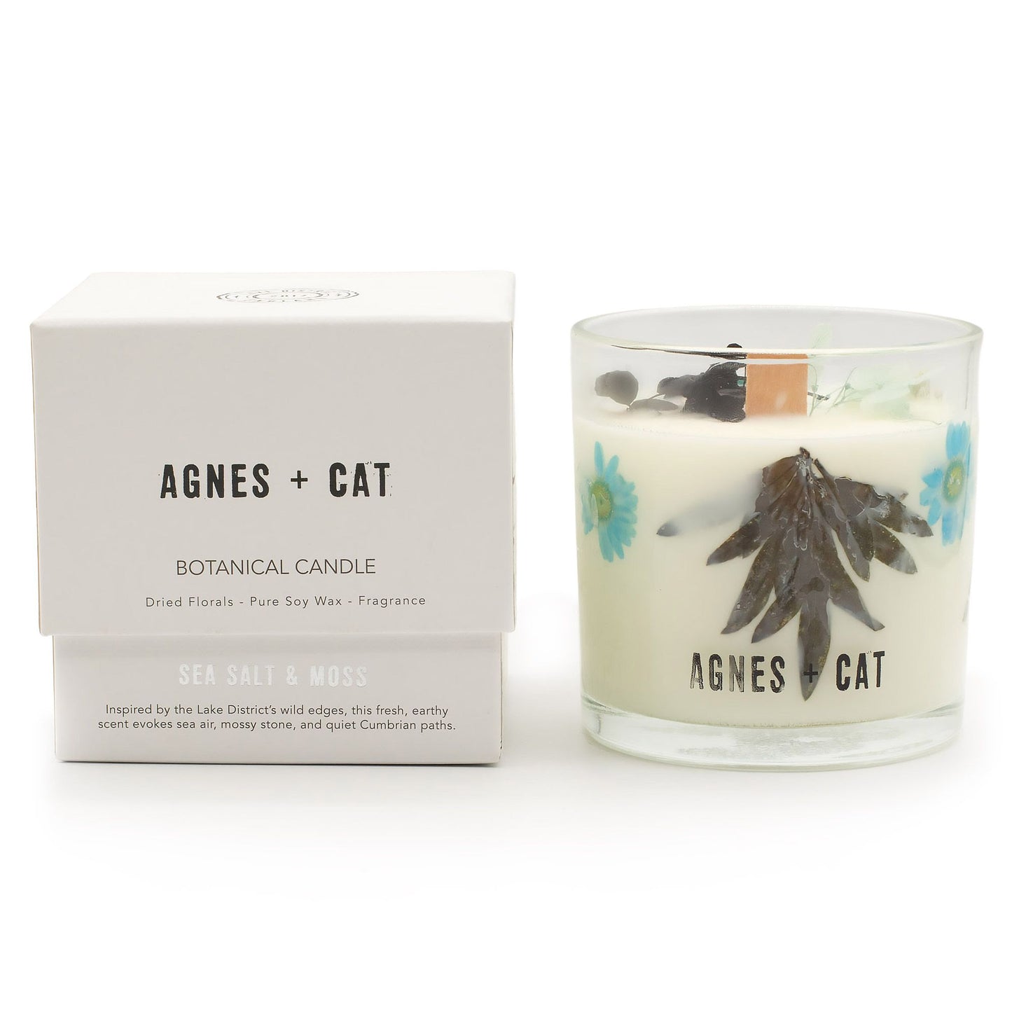 Agnes + Cat Vela de Cera de Soja Botânica - Sal Marinho e Musgo