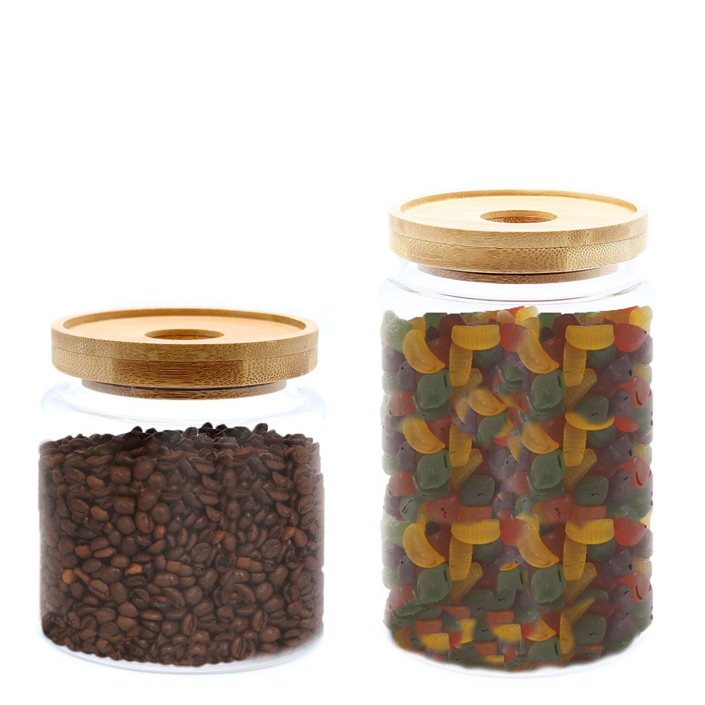 Frasco de Vidro com Tampa de Bambu - 15 cm