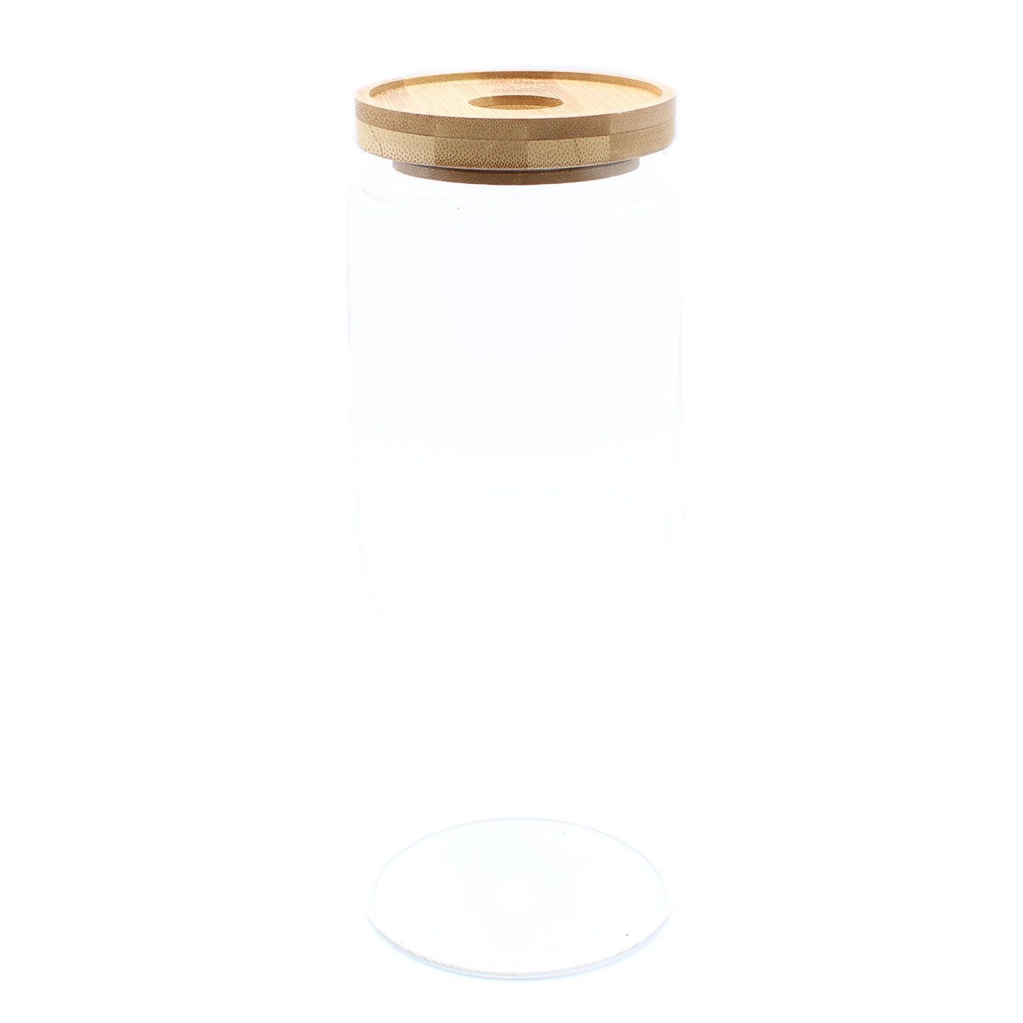 Frasco de Vidro com Tampa de Bambu - 25 cm