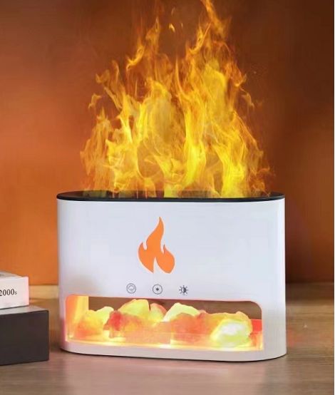 Difusor de Aroma Blaze - Câmara de Sal dos Himalaias - USB-C - Efeito Chama (Sal incluído)