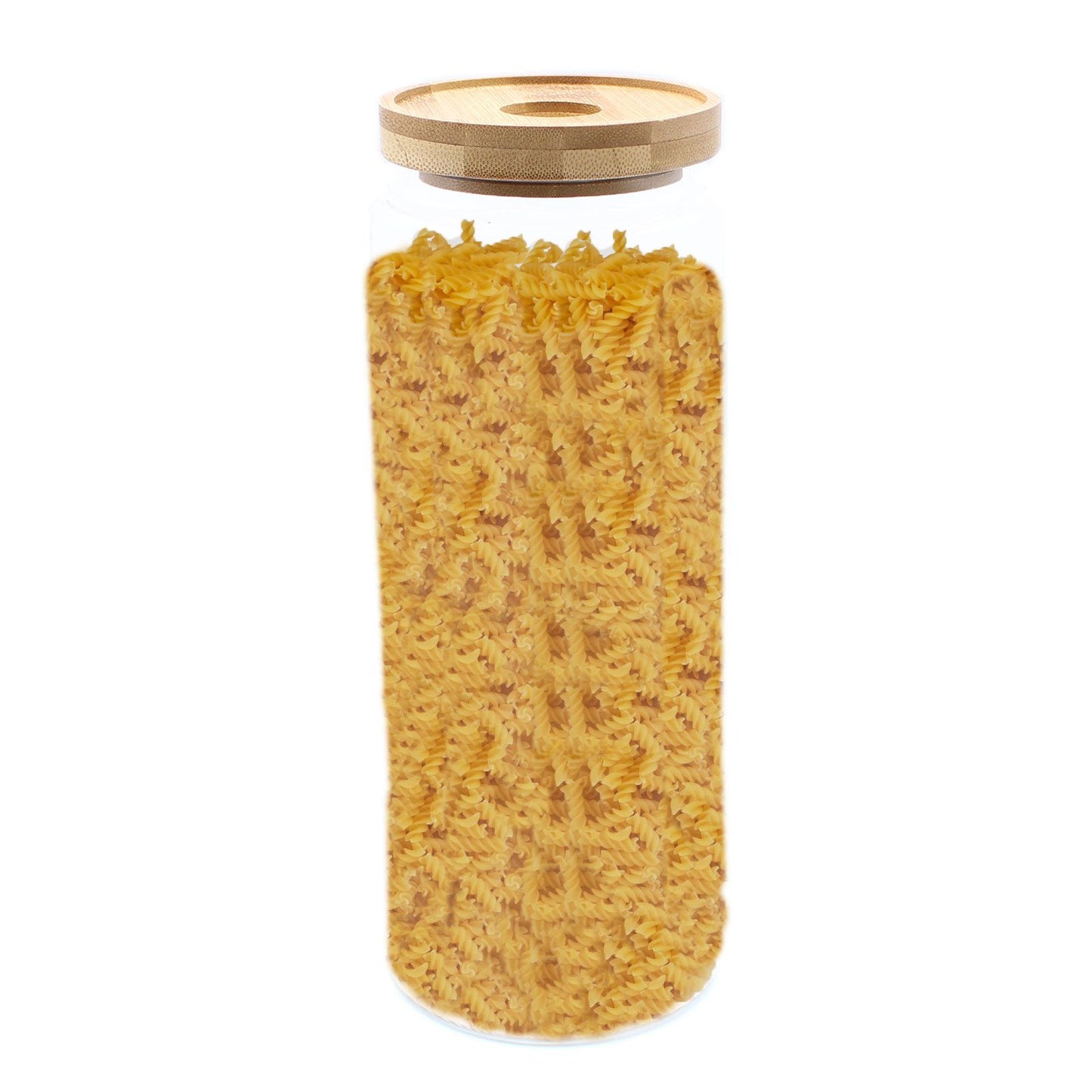 Frasco de Vidro com Tampa de Bambu - 20 cm