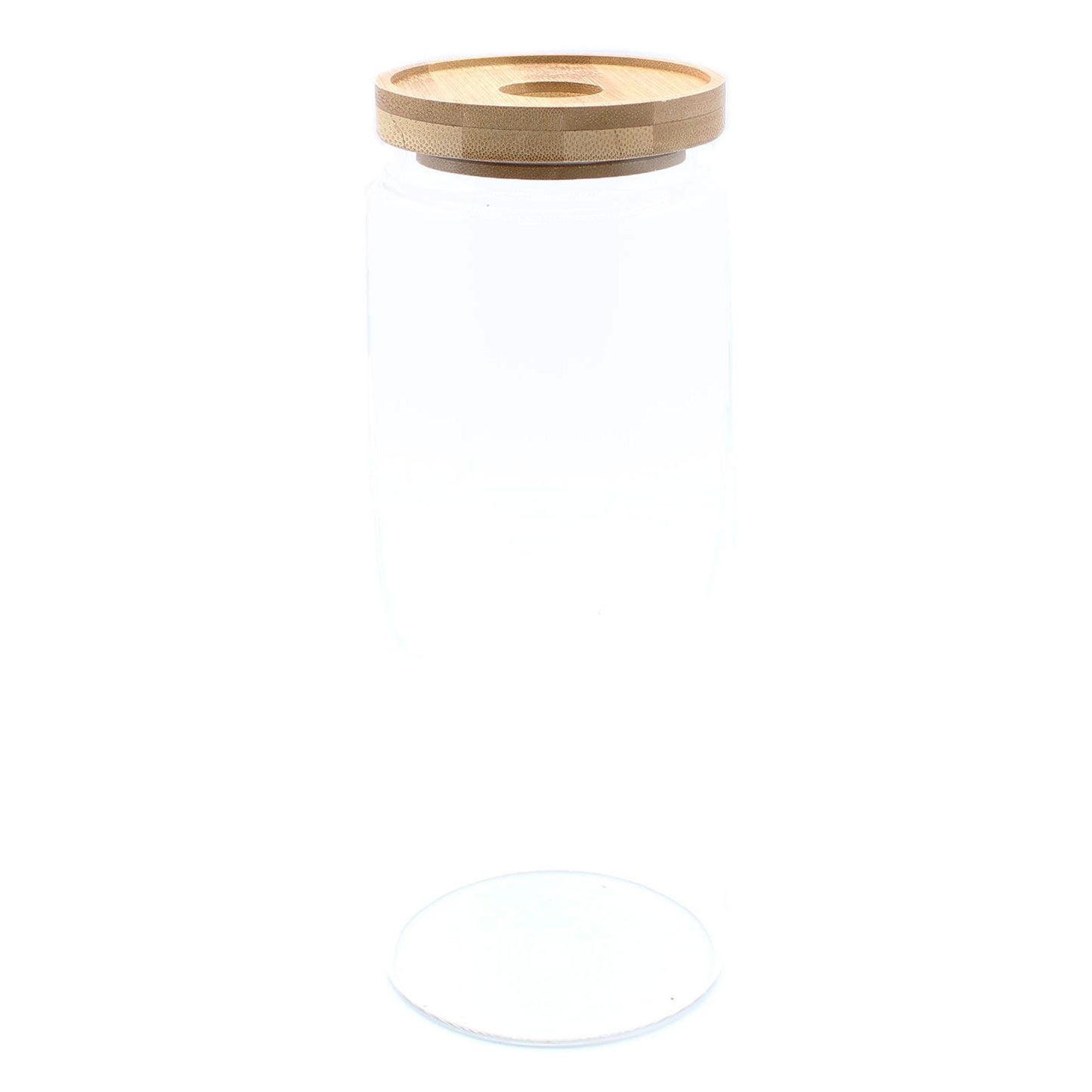 Frasco de Vidro com Tampa de Bambu - 20 cm