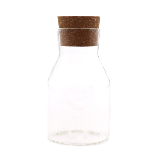 Frasco de Vidro Cottage com Rolha - Transparente - 15 cm