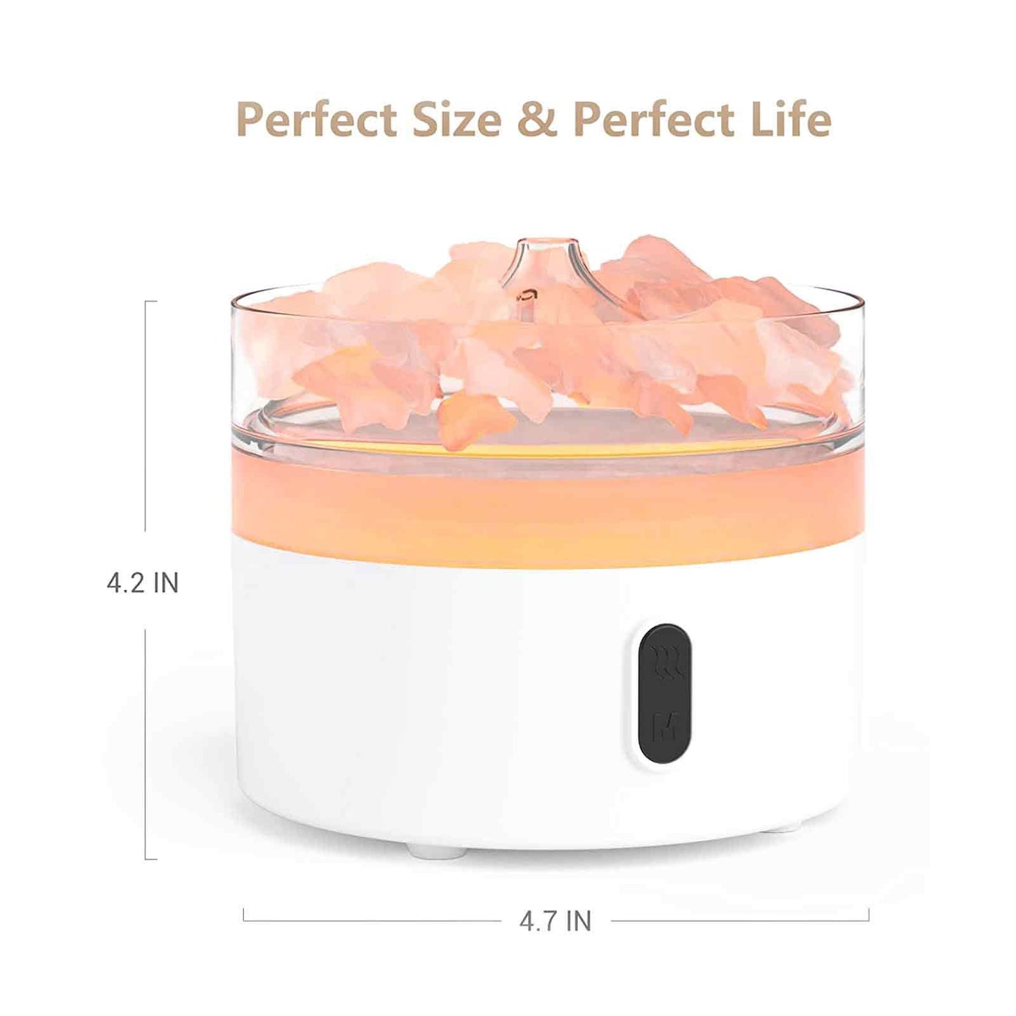 Difusor de Aroma de Sal dos Himalaias - Luz Noturna - USB-C - Efeito Chama (Sal incluído)
