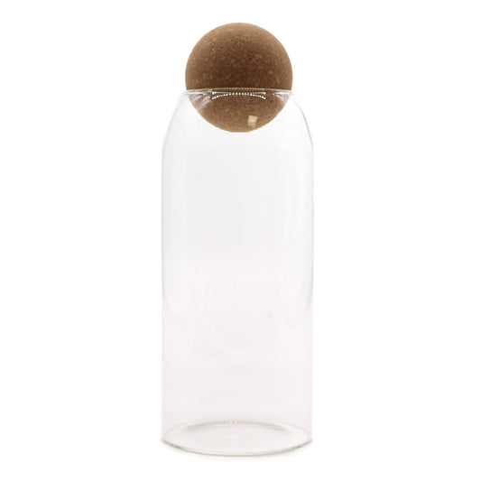 Frasco de Vidro Cottage com Bola de Rolha - Transparente - 20 cm