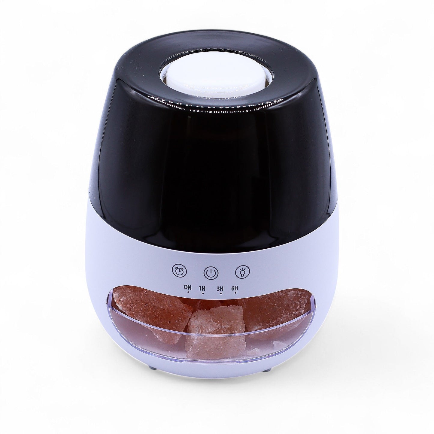 Difusor de aroma com efeito de chama de pedra de sal - USB branco - Mudança de cor e temporizador
