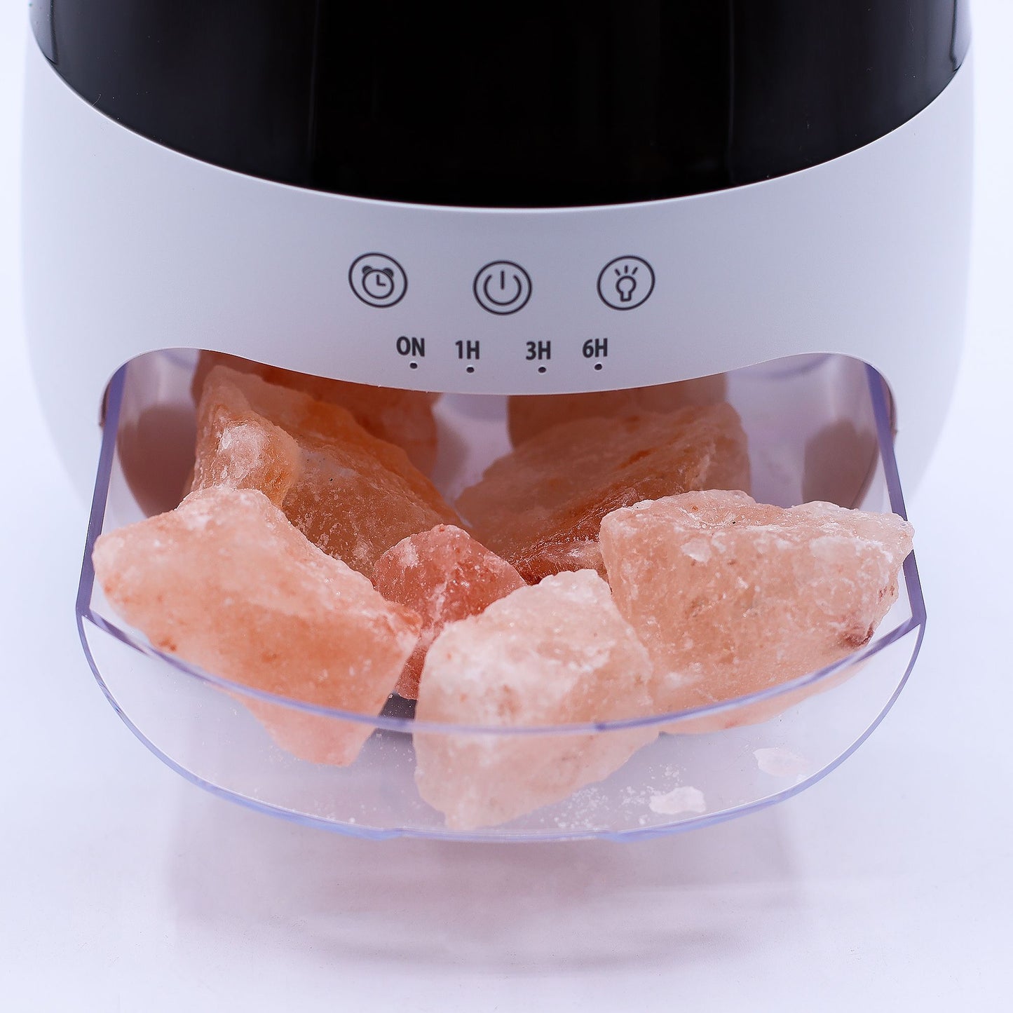 Difusor de aroma com efeito de chama de pedra de sal - USB branco - Mudança de cor e temporizador