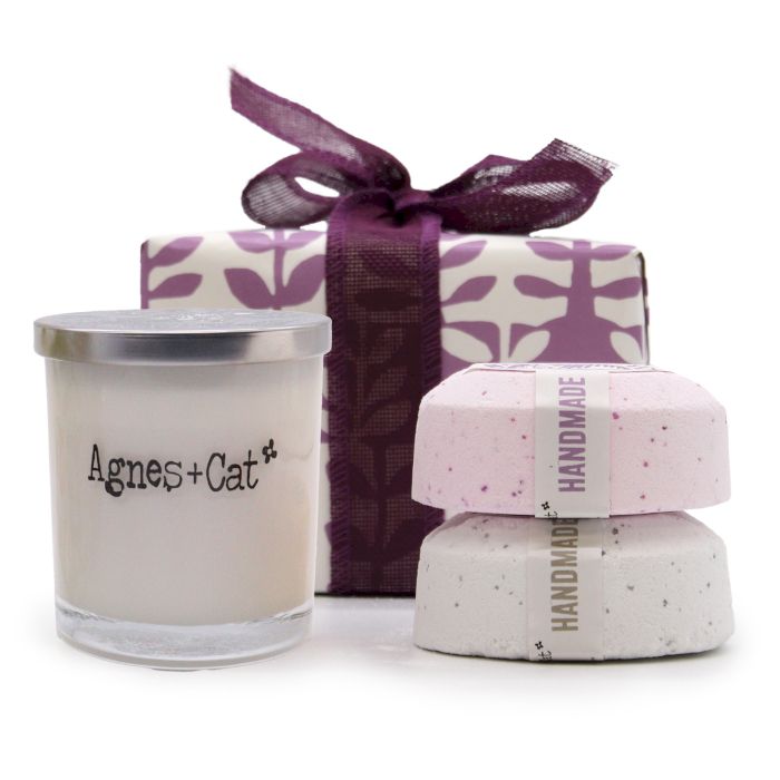 Set de Presente: Bombas de banho de Provença & chá e rosas + Vela de Pedra Lunar