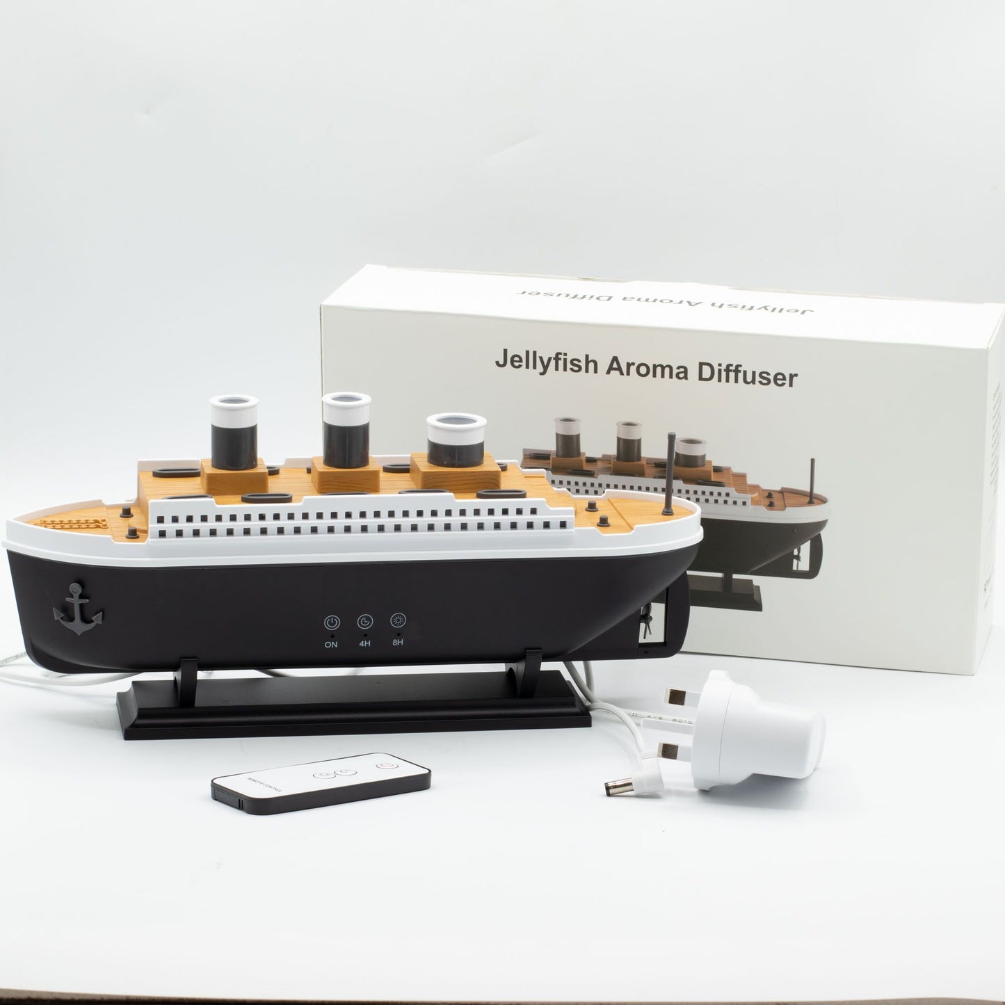 Difusor de aromas com efeito de modelo de barco e LED que muda de cor