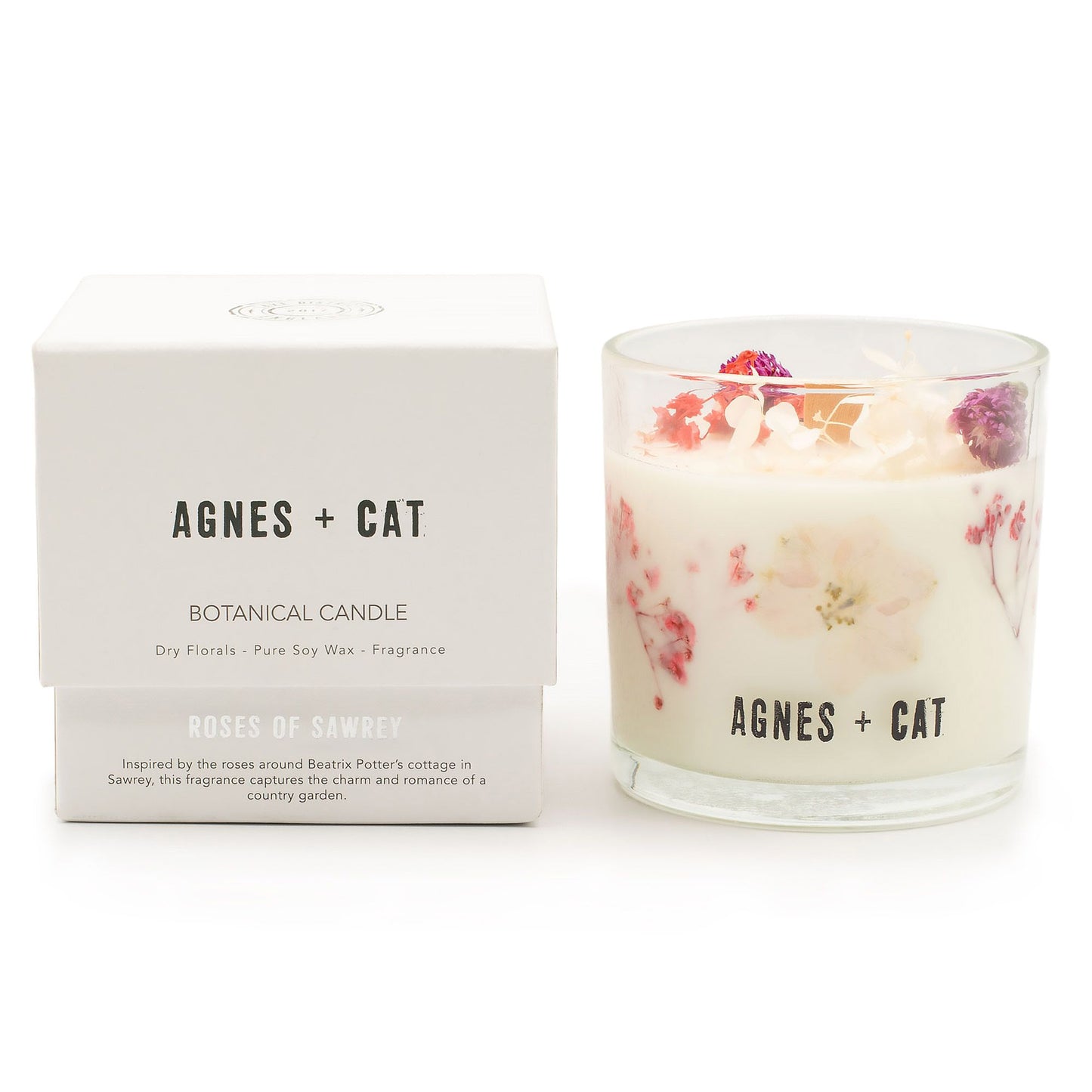 Agnes + Cat Vela de Cera de Soja Botânica - Roses of Sawrey