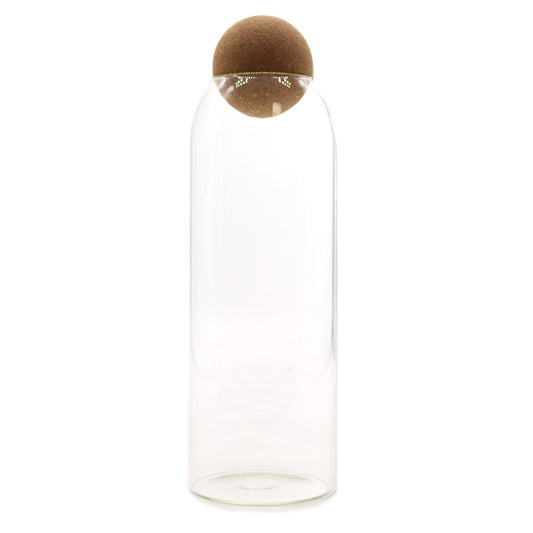 Frasco de Vidro Cottage com Bola de Rolha - Transparente - 25 cm