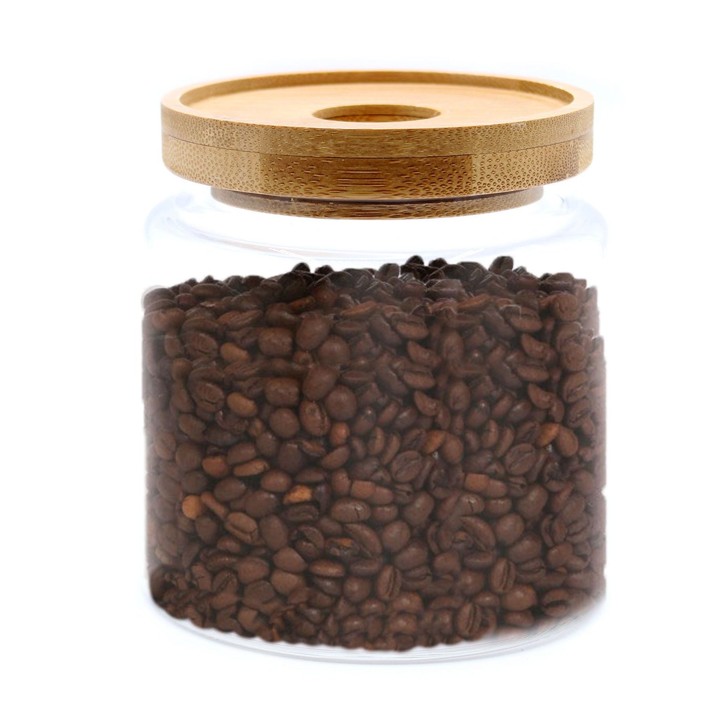 Frasco de Vidro com Tampa de Bambu - 10 cm