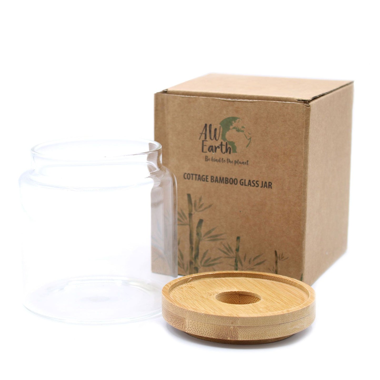 Frasco de Vidro com Tampa de Bambu - 10 cm